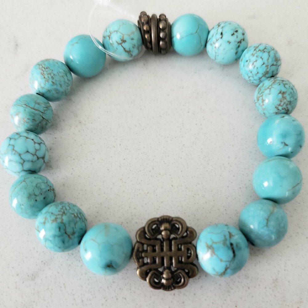 Turquoise Beaded Boho Stretch Bracelet